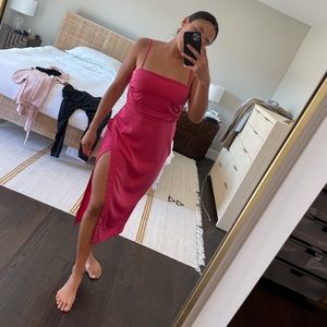 NBD hot pink midi dress with slit size M